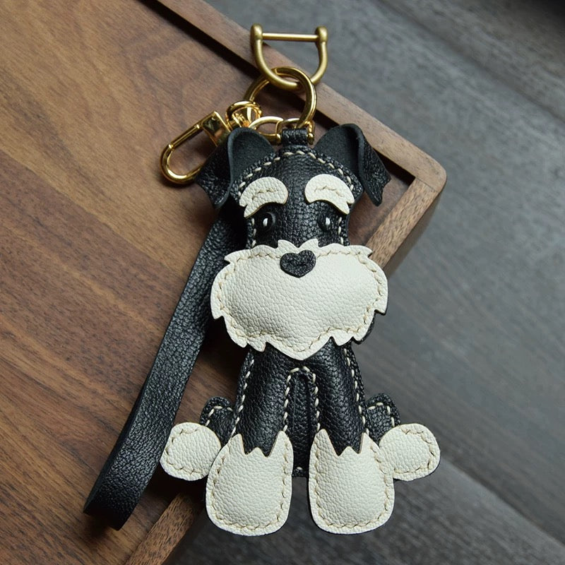【SuperHold 】Schnauzer Hand Sewn car key pendant Bag Hanging ornament Dog cute custom gift girl