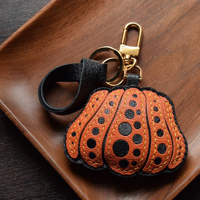 【SuperHold 】Polka dot pumpkin original handmade leather car key bag pendant niche fashion gift Custom