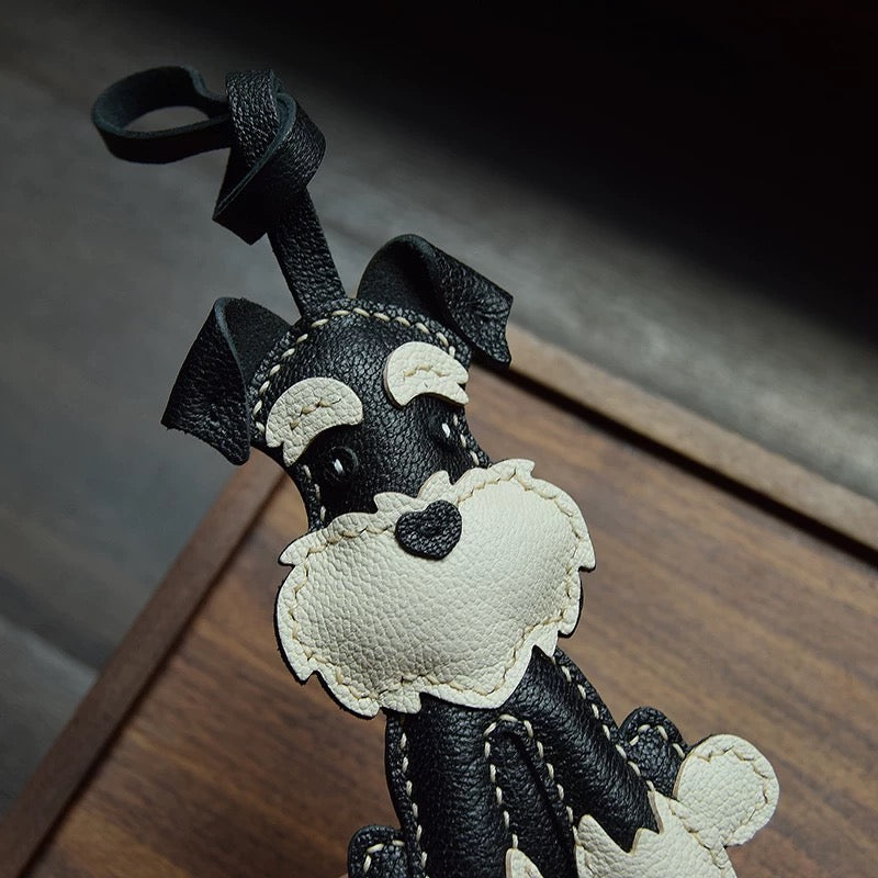 【SuperHold 】Schnauzer Hand Sewn car key pendant Bag Hanging ornament Dog cute custom gift girl