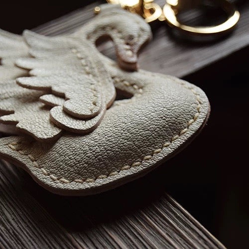 【SuperHold 】Black and white Swan original design leather car key bag pendant handmade personalized gift female