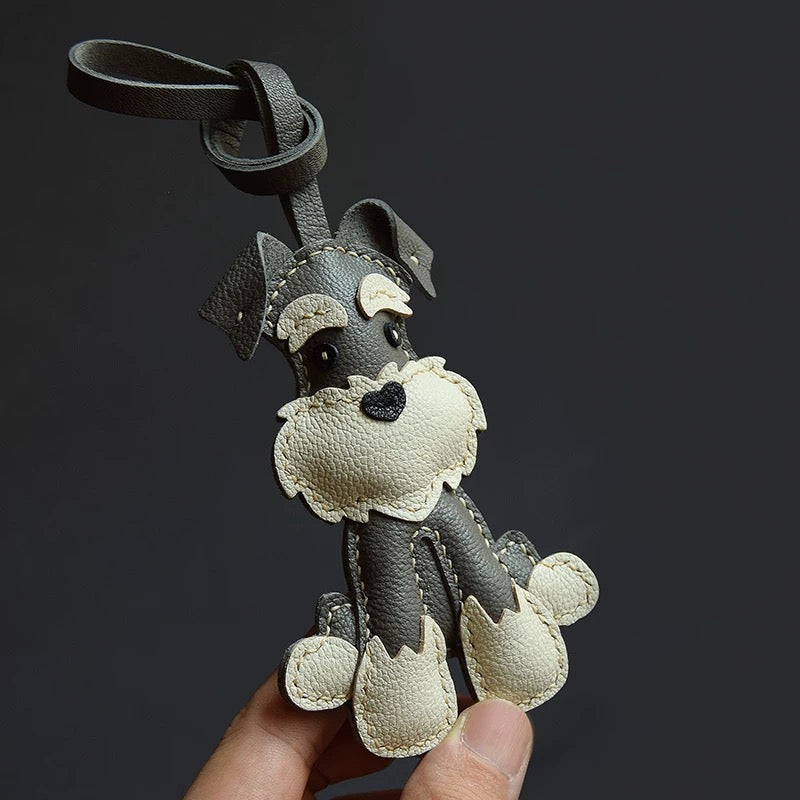 【SuperHold 】Schnauzer Hand Sewn car key pendant Bag Hanging ornament Dog cute custom gift girl