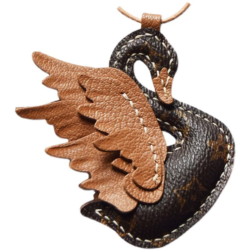 【SuperHold 】Black and white Swan original design leather car key bag pendant handmade personalized gift female
