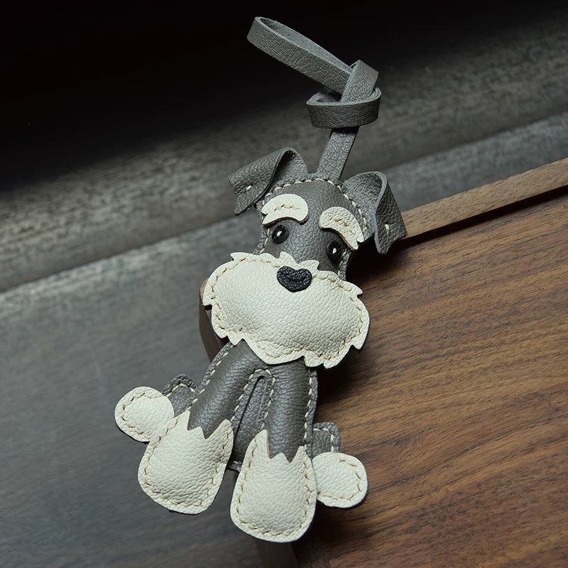 【SuperHold 】Schnauzer Hand Sewn car key pendant Bag Hanging ornament Dog cute custom gift girl