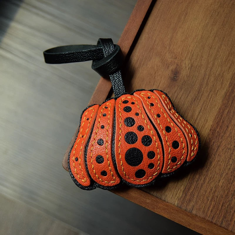 【SuperHold 】Polka dot pumpkin original handmade leather car key bag pendant niche fashion gift Custom