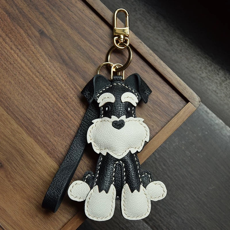 【SuperHold 】Schnauzer Hand Sewn car key pendant Bag Hanging ornament Dog cute custom gift girl