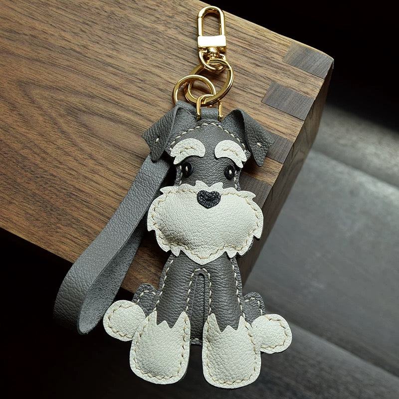 【SuperHold 】Schnauzer Hand Sewn car key pendant Bag Hanging ornament Dog cute custom gift girl